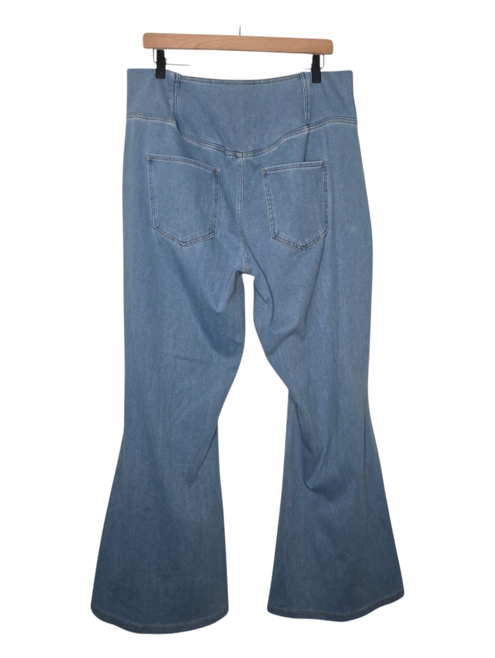 Halara Womens Flex High Waist Pastel Blue Wash Crossover Flare Denim Jeans 2X P - Picture 3 of 8